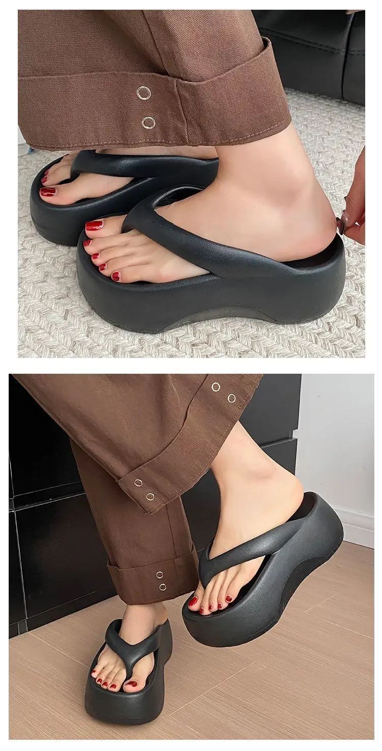 7cm super thick bottom flip-flops eva women's summer wear heightening clip feet soft bottom excrement feeling beach sandals for women — feature 9