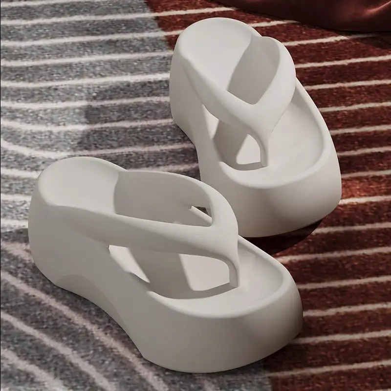 7cm super thick bottom flip-flops eva women's summer wear heightening clip feet soft bottom excrement feeling beach sandals for women - Image 2