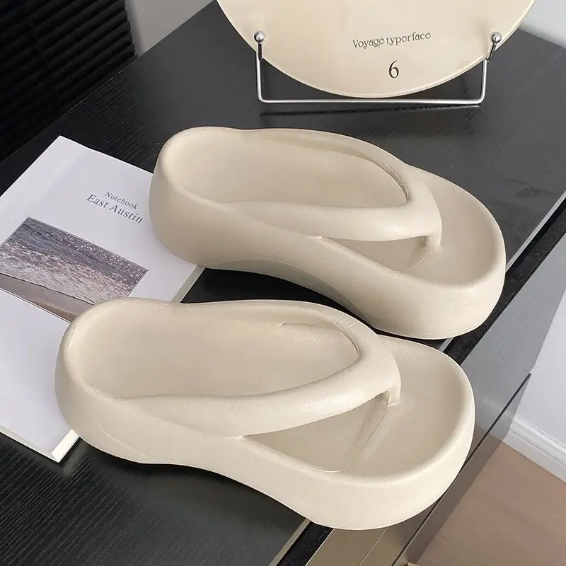 7cm super thick bottom flip-flops eva women's summer wear heightening clip feet soft bottom excrement feeling beach sandals for women - Image 3