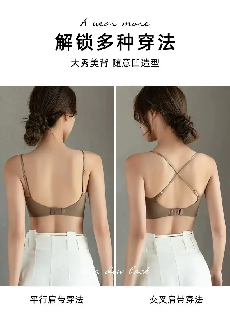 Original Strapless Underwear Traceless Girl's Small Chest Push-up Big Chest Show Small Thin Beautiful Back Strapless Bra — feature 27