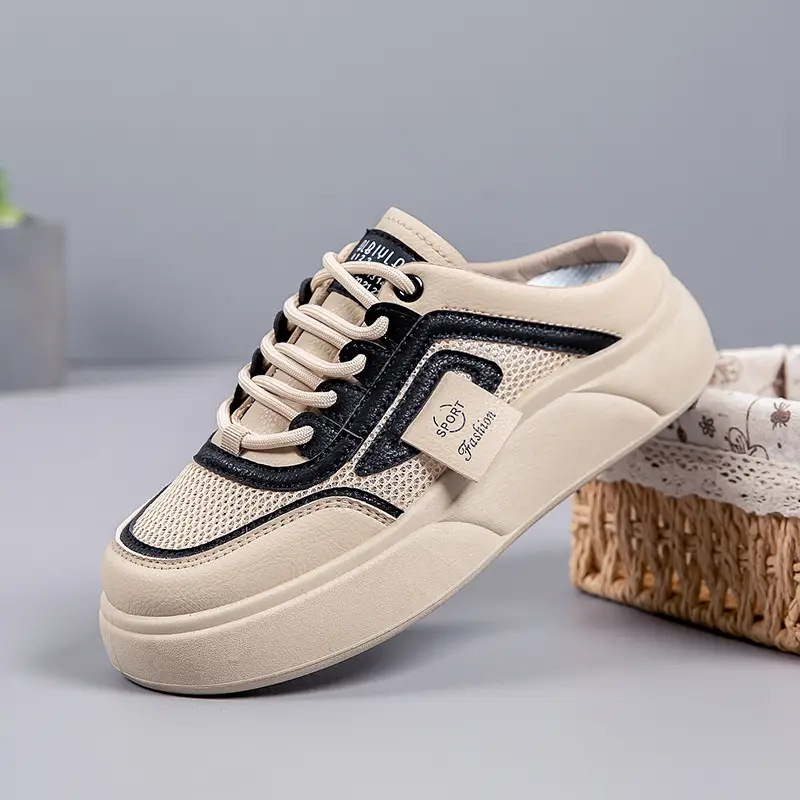 Women's Mesh Slip-On Half Slippers White Platform Summer - Image 5