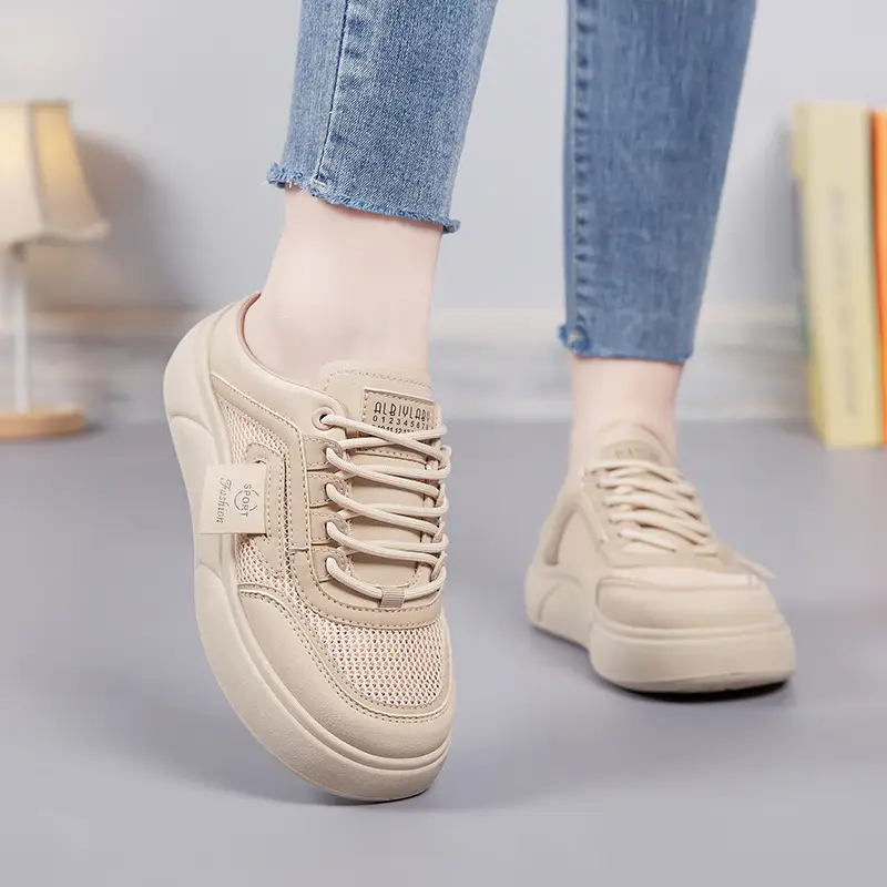 Women's Mesh Slip-On Half Slippers White Platform Summer - Image 7