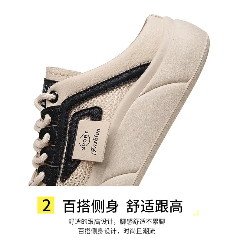 Women's Mesh Slip-On Half Slippers White Platform Summer — feature 11