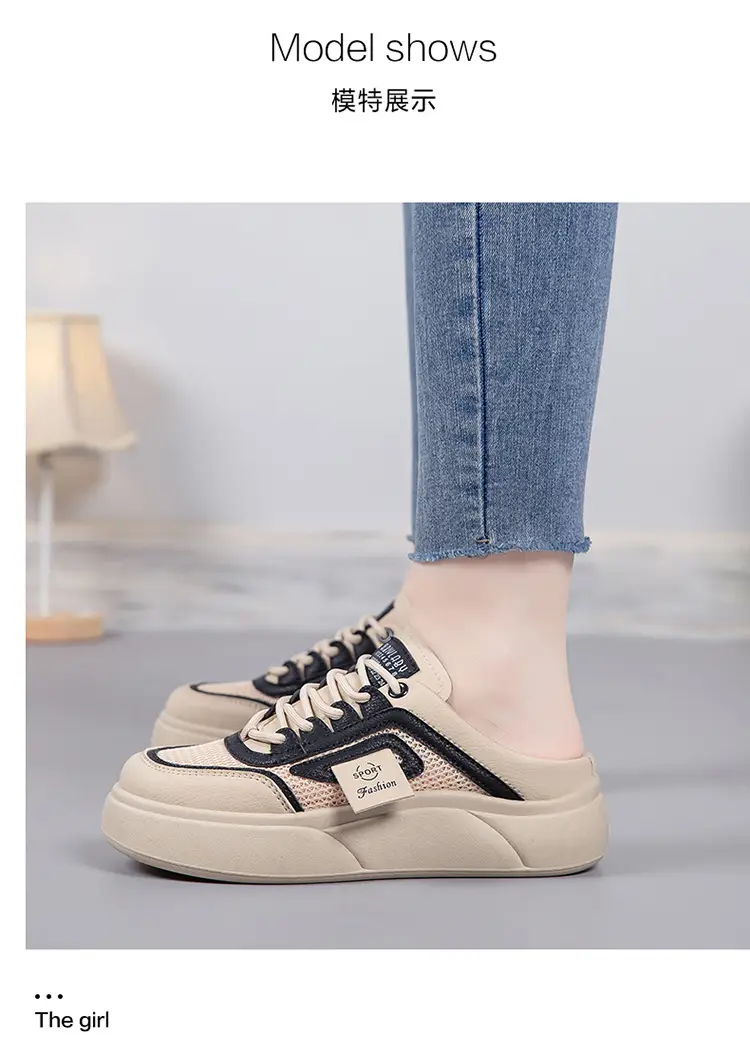 Women's Mesh Slip-On Half Slippers White Platform Summer — feature 14