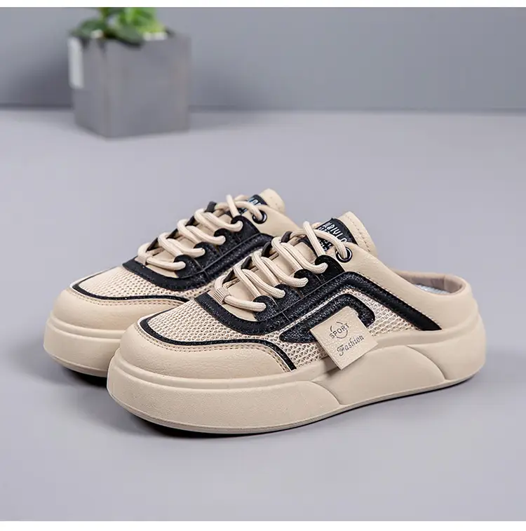 Women's Mesh Slip-On Half Slippers White Platform Summer — feature 23