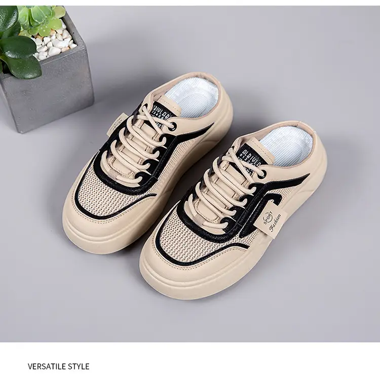 Women's Mesh Slip-On Half Slippers White Platform Summer — feature 25