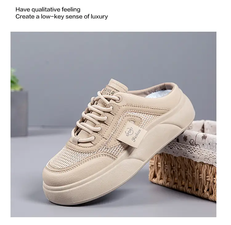 Women's Mesh Slip-On Half Slippers White Platform Summer — feature 26