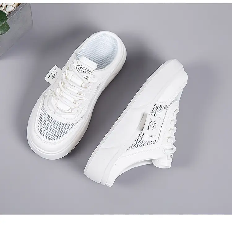 Women's Mesh Slip-On Half Slippers White Platform Summer — feature 31