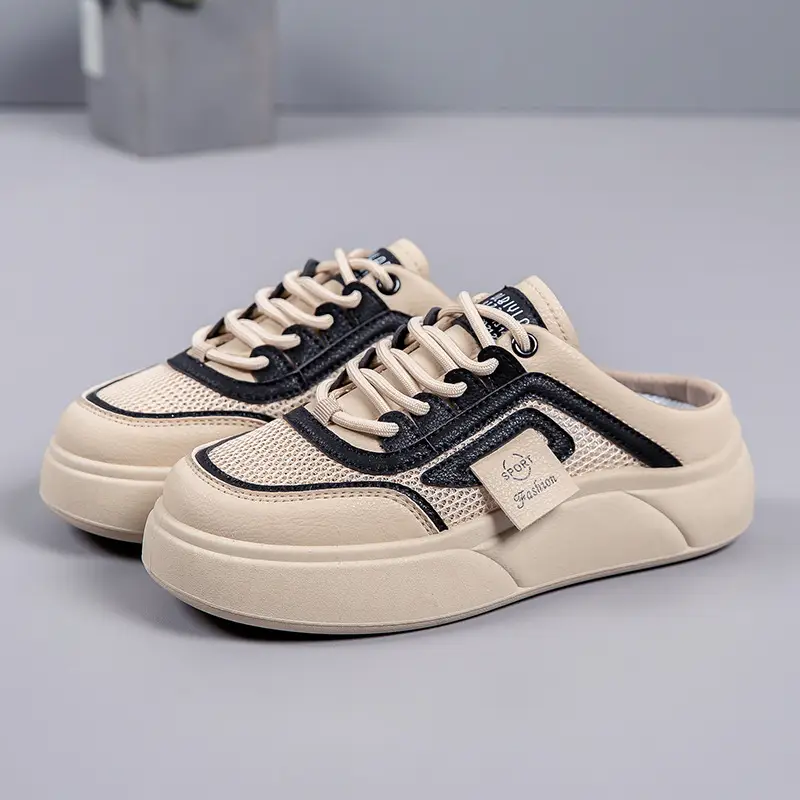 Women's Mesh Slip-On Half Slippers White Platform Summer - Image 2