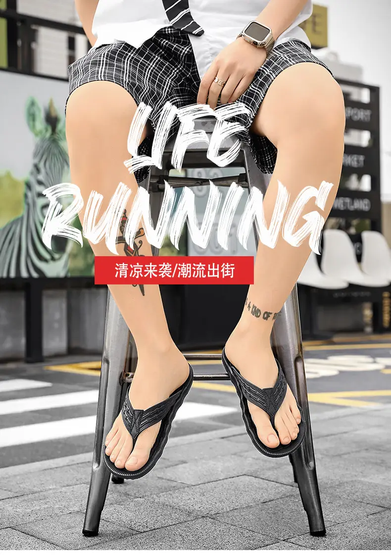 Flip-flops men's Korean-style trendy outdoor wear summer non-slip wear-resistant casual beach shoes flip-flops men's wholesale — feature 1