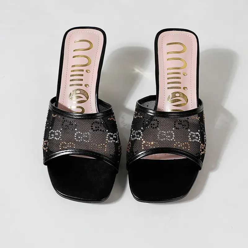 High-Heeled Women's Slippers, Fashionable Breathable Mesh Women's Sandals, African Women's Shoes, Cross-Border Supply Slippers Heels — feature 12