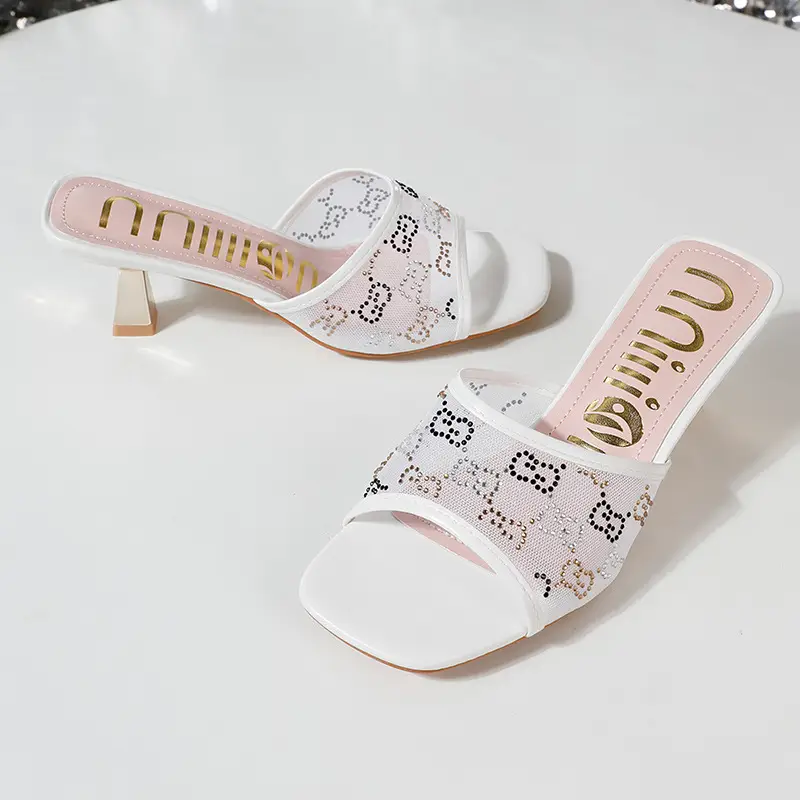 High-Heeled Women's Slippers, Fashionable Breathable Mesh Women's Sandals, African Women's Shoes, Cross-Border Supply Slippers Heels — feature 16