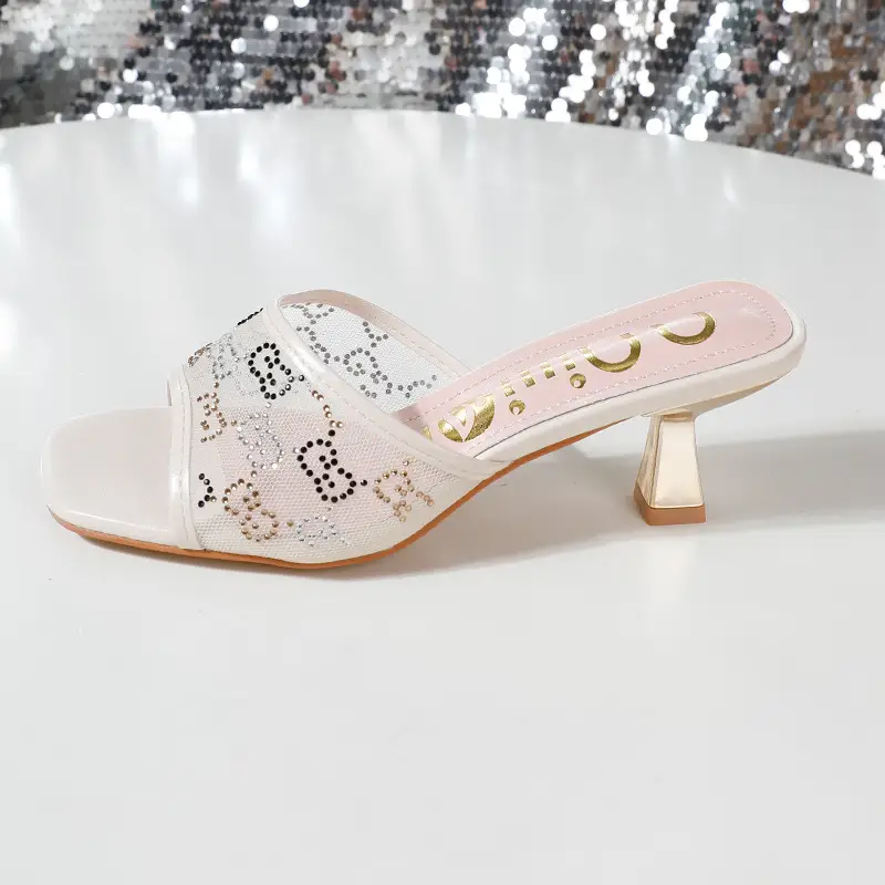 High-Heeled Women's Slippers, Fashionable Breathable Mesh Women's Sandals, African Women's Shoes, Cross-Border Supply Slippers Heels — feature 18