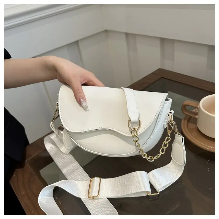 Pink Semi-Circular Chain Strap Shoulder Crossbody Bag - Image 7