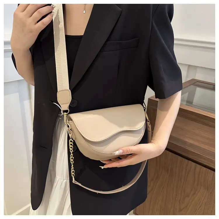 Pink Semi-Circular Chain Strap Shoulder Crossbody Bag - Image 9