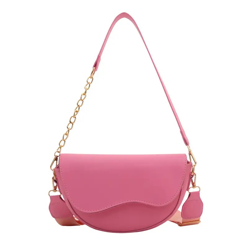 Pink Semi-Circular Chain Strap Shoulder Crossbody Bag - Image 11