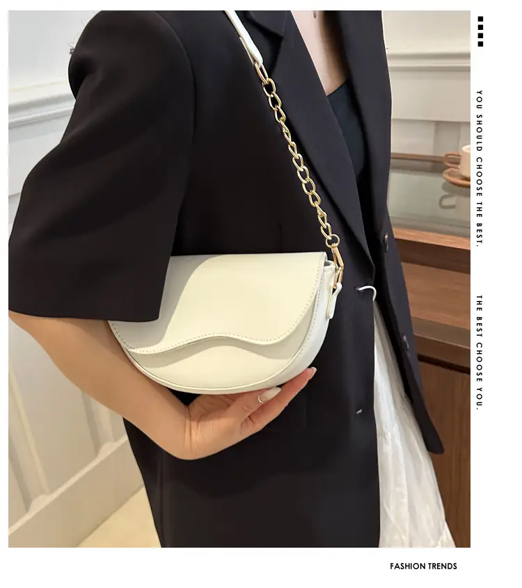Pink Semi-Circular Chain Strap Shoulder Crossbody Bag — feature 1