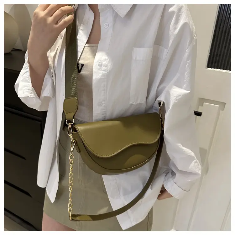 Pink Semi-Circular Chain Strap Shoulder Crossbody Bag — feature 19