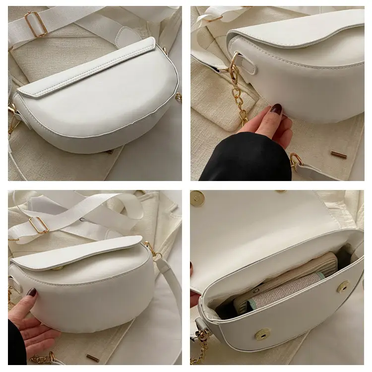 Pink Semi-Circular Chain Strap Shoulder Crossbody Bag — feature 8