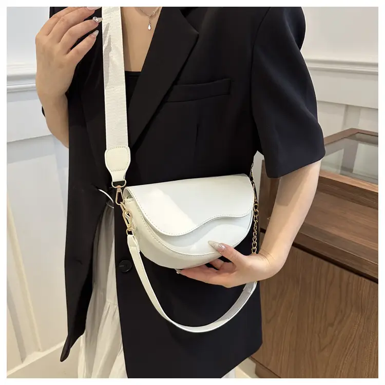 Pink Semi-Circular Chain Strap Shoulder Crossbody Bag — feature 9