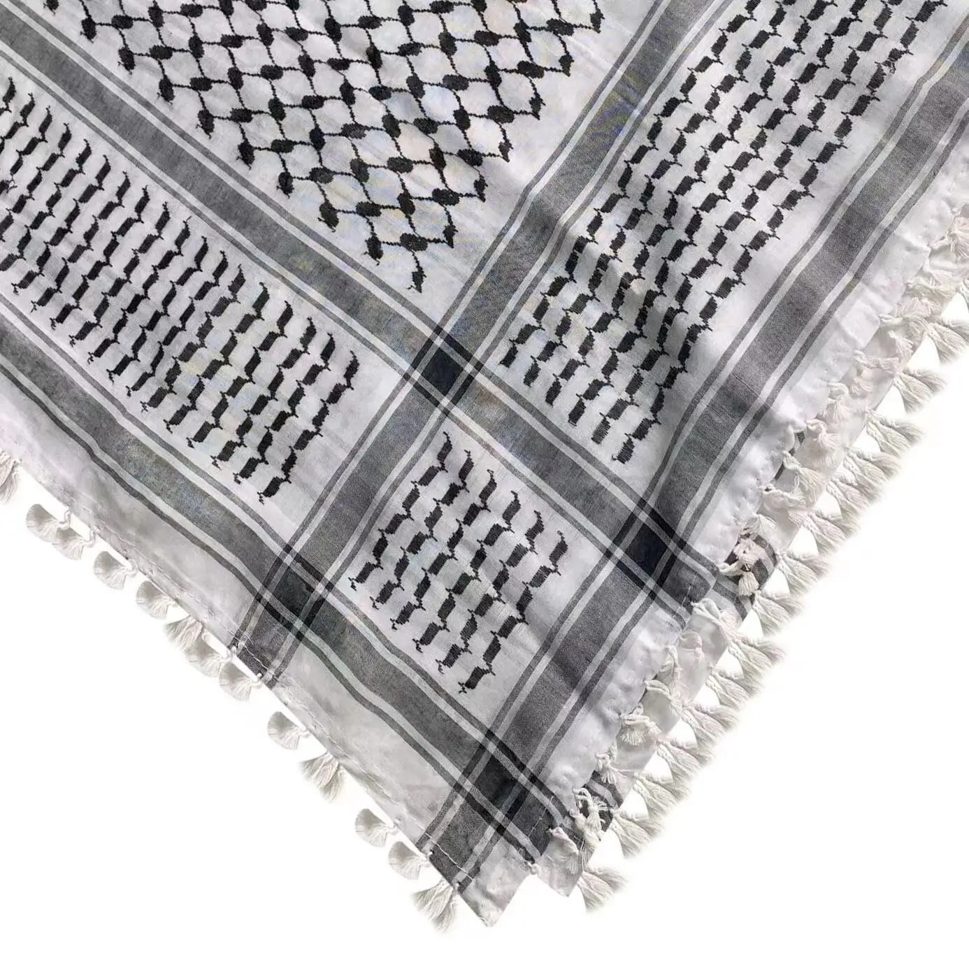 Black Cotton Tassel Square Pattern Bandana - Image 14