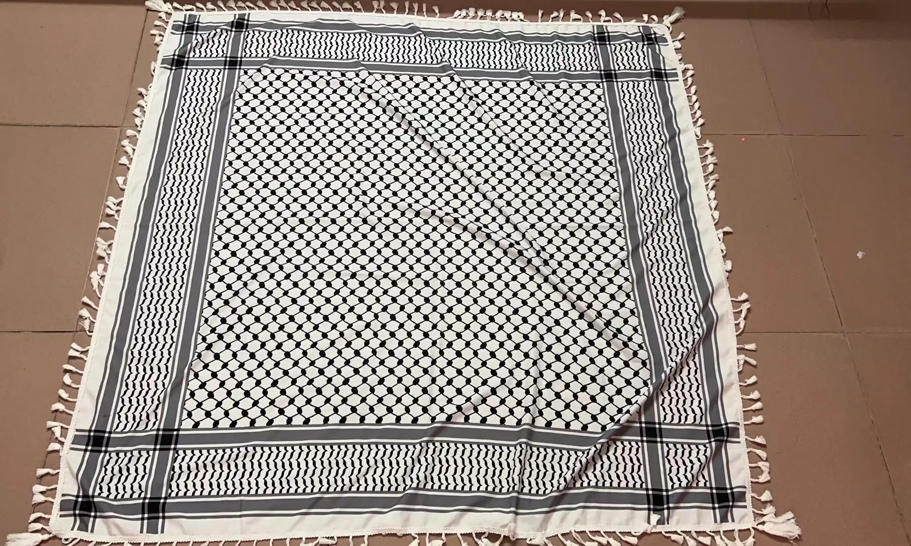 Black Cotton Tassel Square Pattern Bandana — feature 13