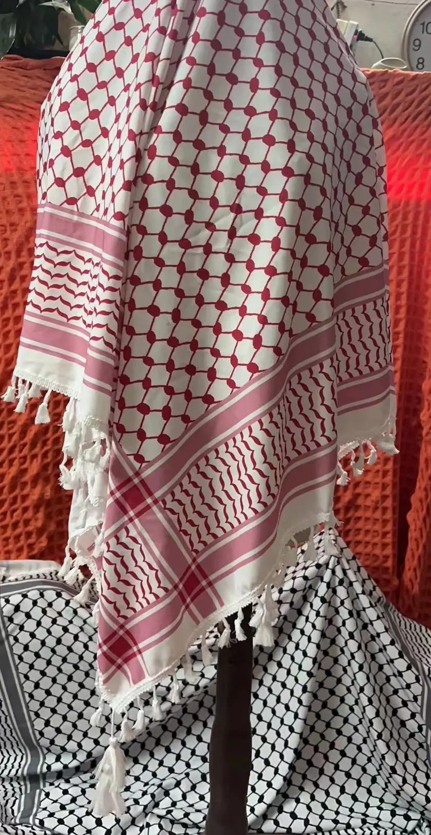 Black Cotton Tassel Square Pattern Bandana — feature 14