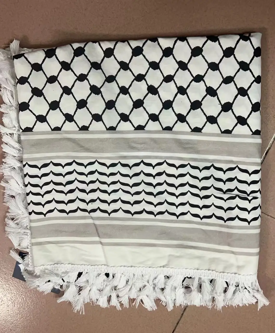 Black Cotton Tassel Square Pattern Bandana — feature 2