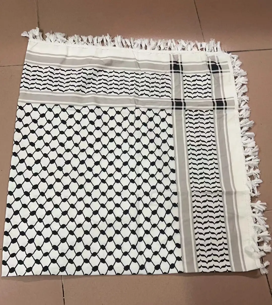 Black Cotton Tassel Square Pattern Bandana — feature 3