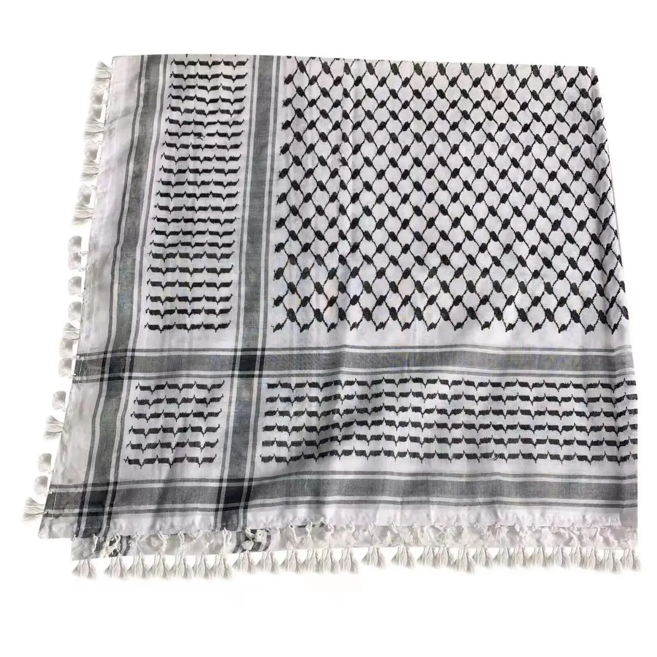 Black Cotton Tassel Square Pattern Bandana — feature 9
