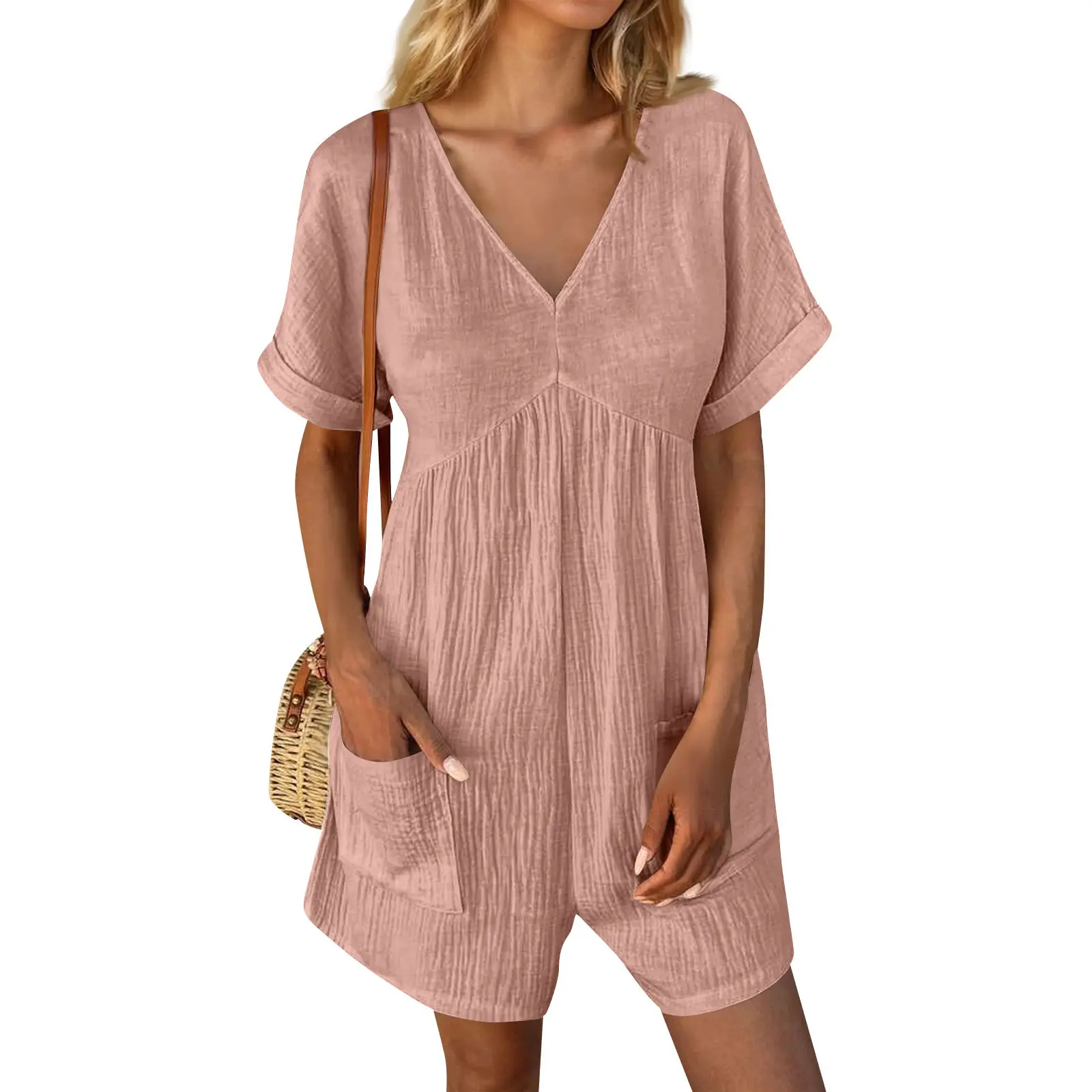 2024 Black V Neck Bat Cuff Shorts Set — feature 11
