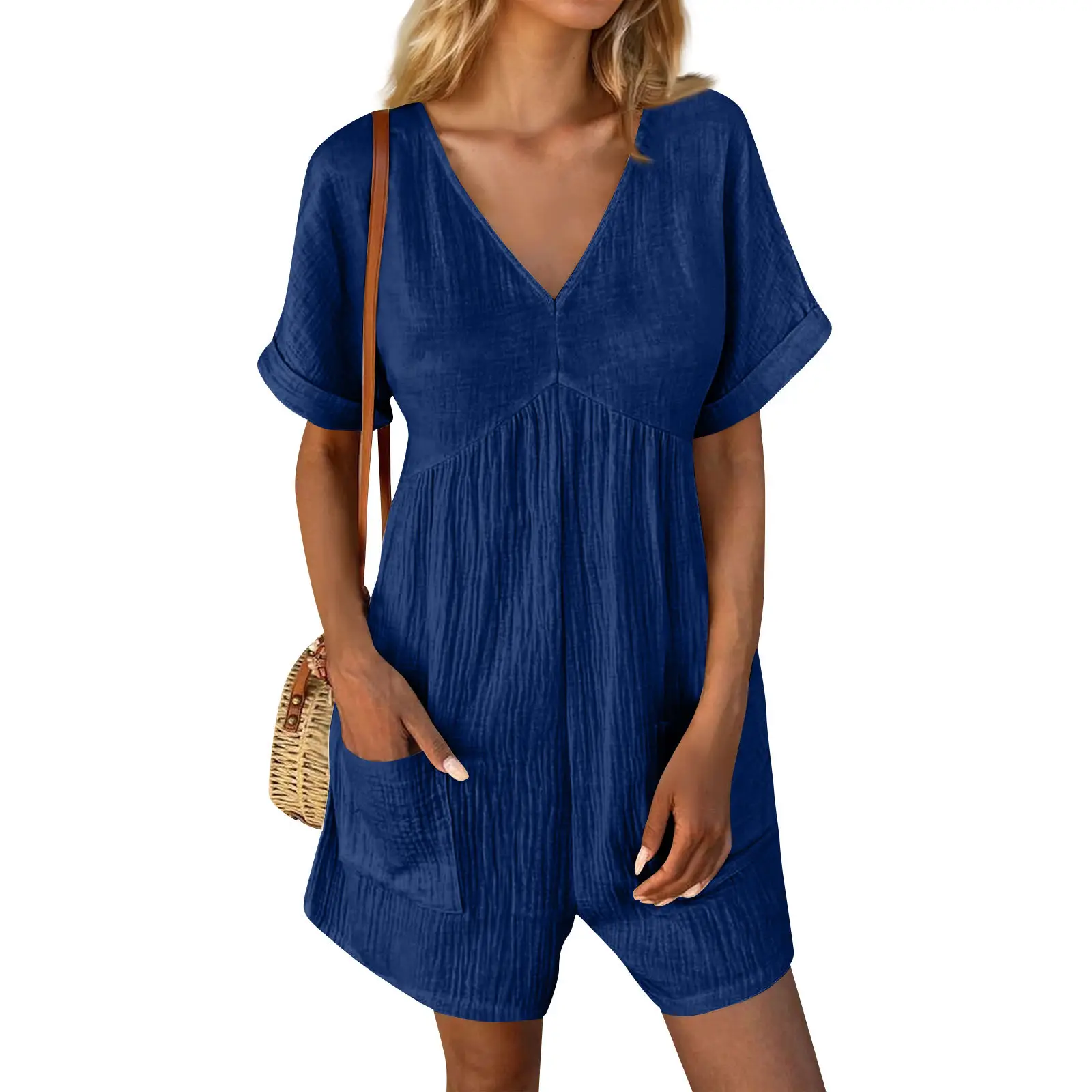 2024 Black V Neck Bat Cuff Shorts Set — feature 8