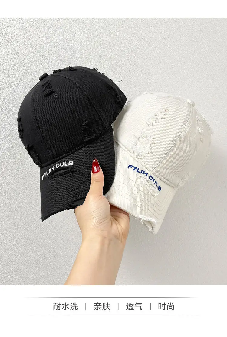 Women Pure Cotton Letter Embroidered Cap Black — feature 3