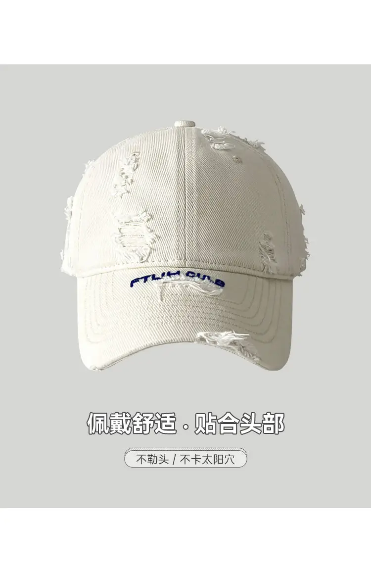 Women Pure Cotton Letter Embroidered Cap Black — feature 6