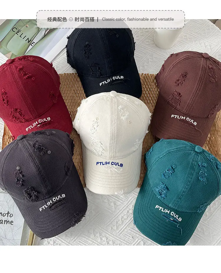 Women Pure Cotton Letter Embroidered Cap Black — feature 7