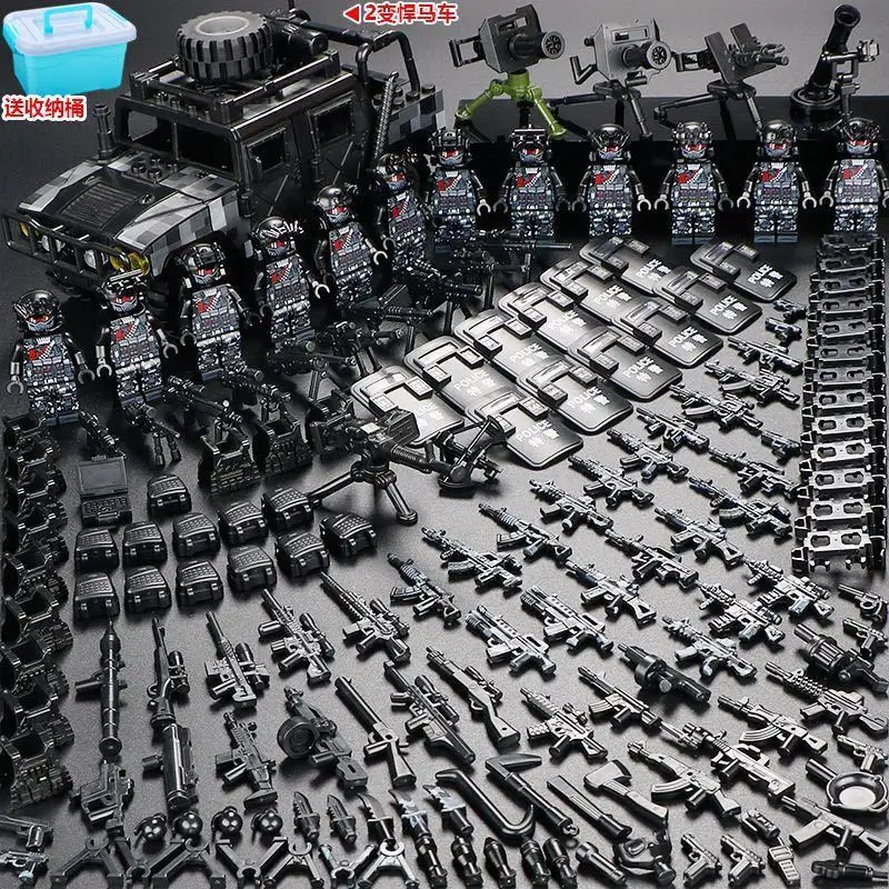 Compatible with Lego Building Blocks, Black Panther Swat Special Forces Figures, Cheap Cross-Border Wholesale Children's Educational Assembly Toys — feature 2