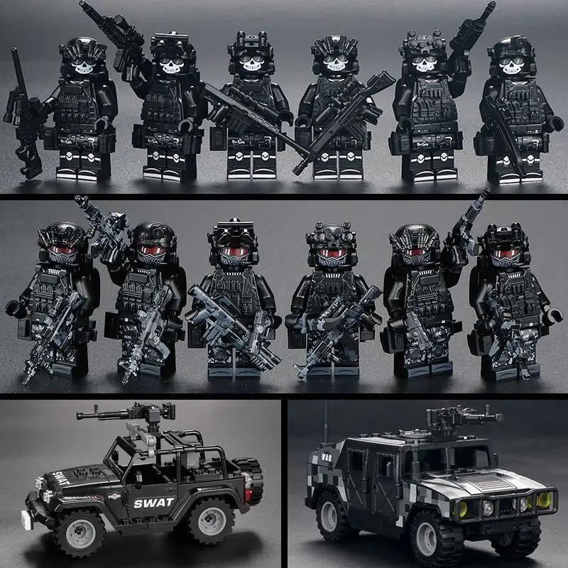 Compatible with Lego Building Blocks, Black Panther Swat Special Forces Figures, Cheap Cross-Border Wholesale Children's Educational Assembly Toys — feature 4