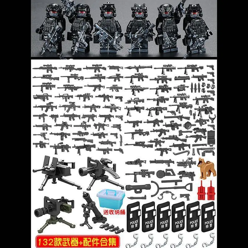 Compatible with Lego Building Blocks, Black Panther Swat Special Forces Figures, Cheap Cross-Border Wholesale Children's Educational Assembly Toys