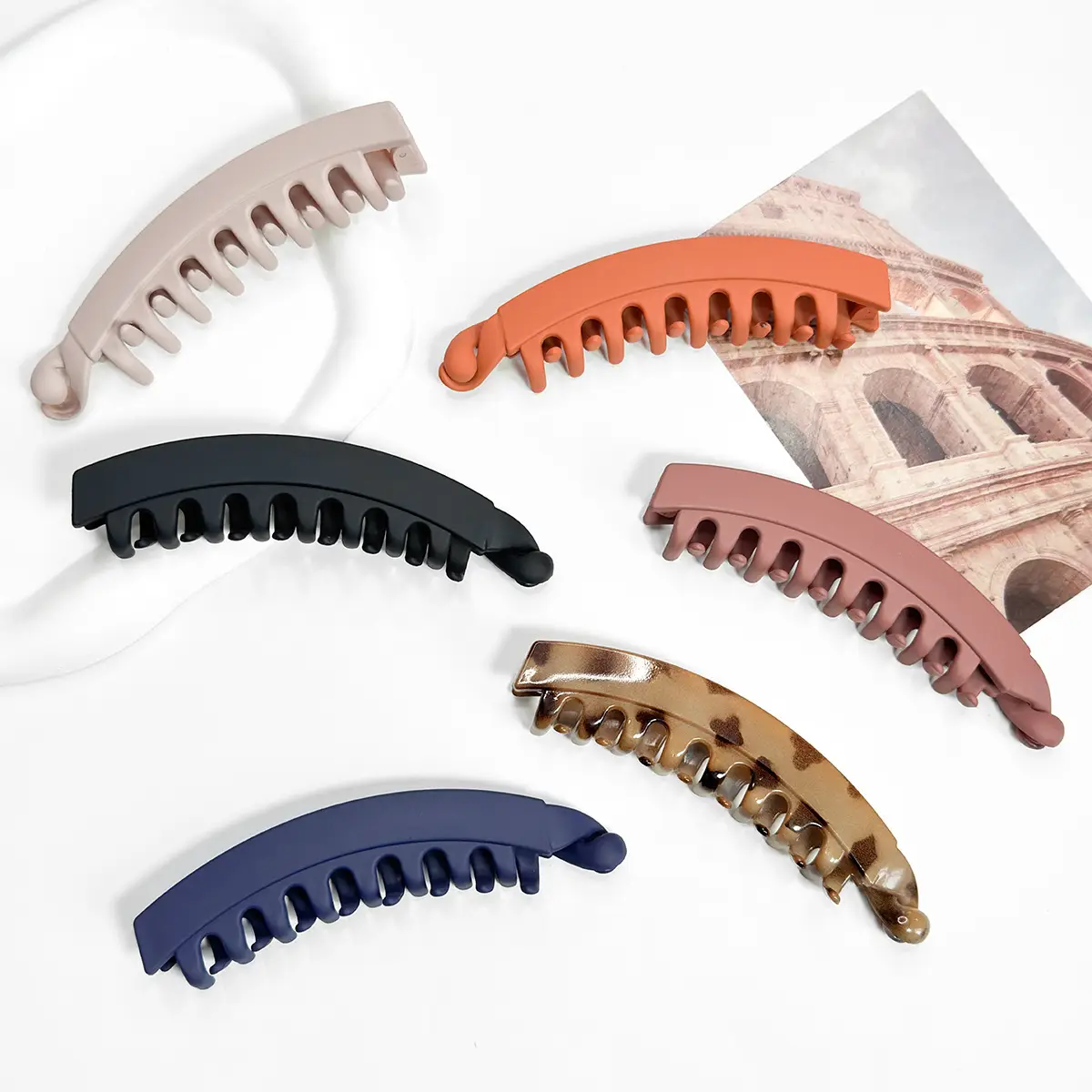 Frosted Banana Hair Clip for Women with 7 Pockets - Image 7