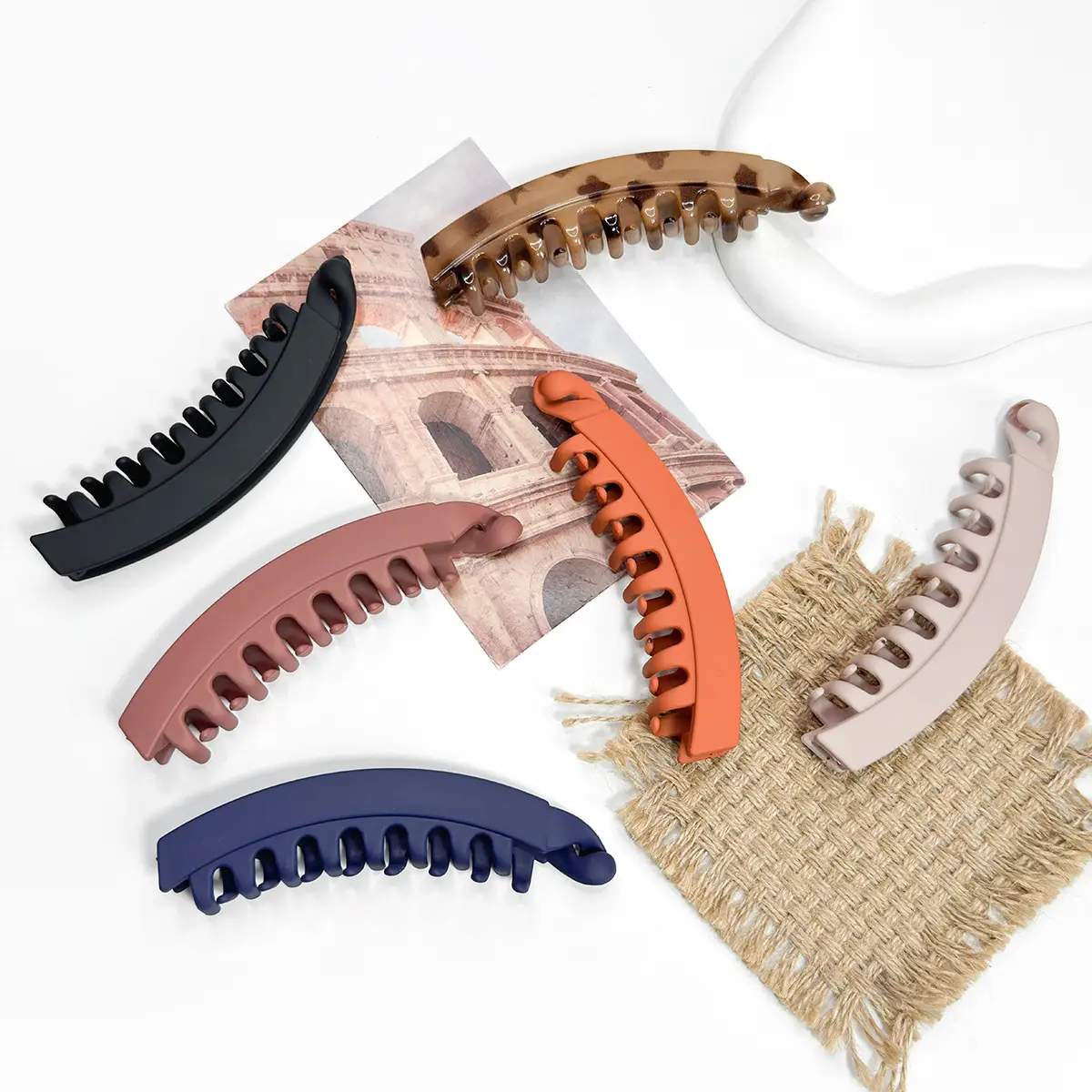 Frosted Banana Hair Clip for Women with 7 Pockets - Image 8