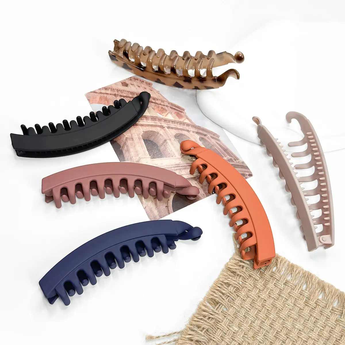 Frosted Banana Hair Clip for Women with 7 Pockets - Image 10