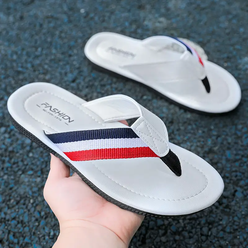 2025 Men Casual Korean Slippers White Red Blue - Image 4