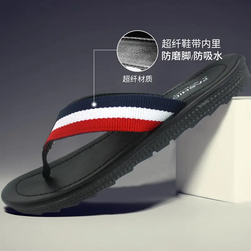 2025 Men Casual Korean Slippers White Red Blue - Image 2