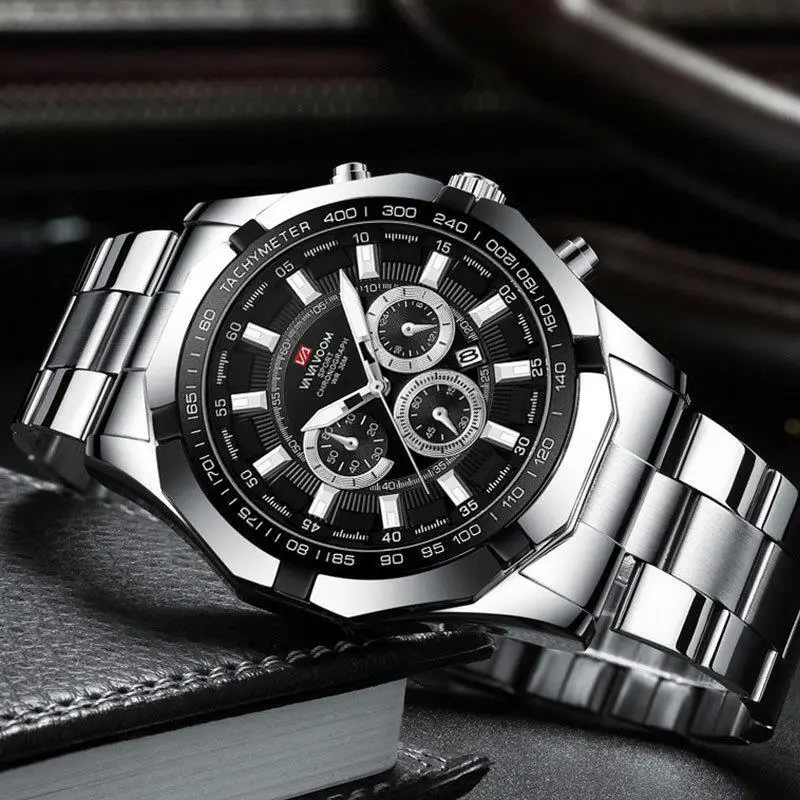 Men's Gold Chronograph Watch with Calendar & Stainless Steel Band - Image 5