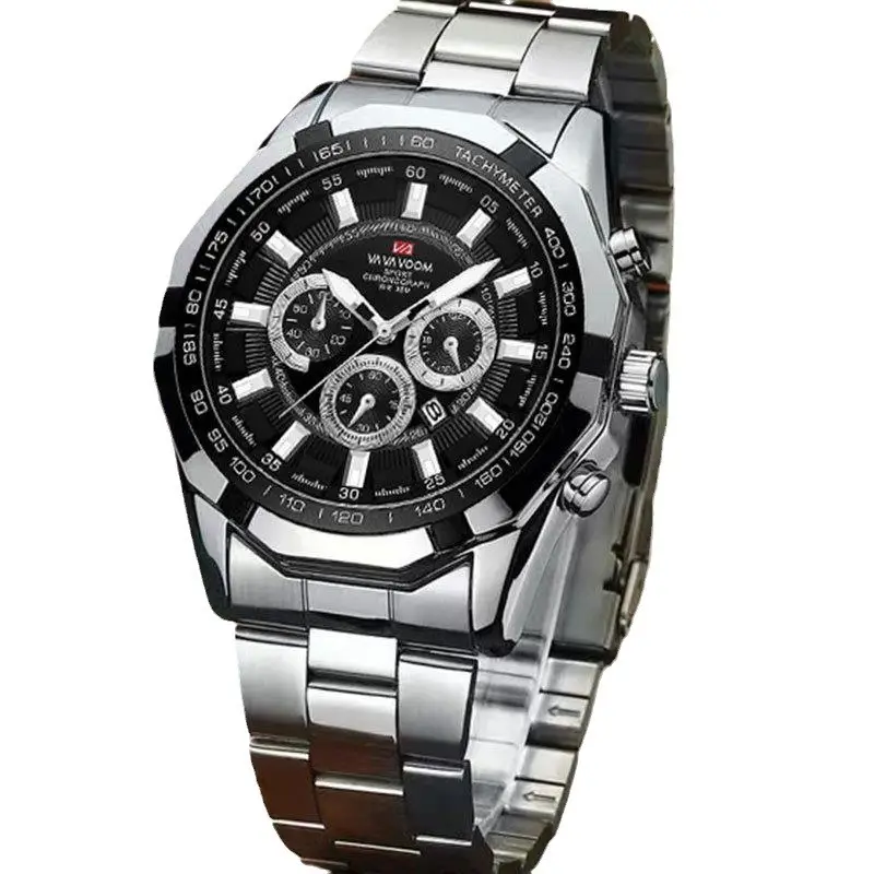 Men's Gold Chronograph Watch with Calendar & Stainless Steel Band - Image 8