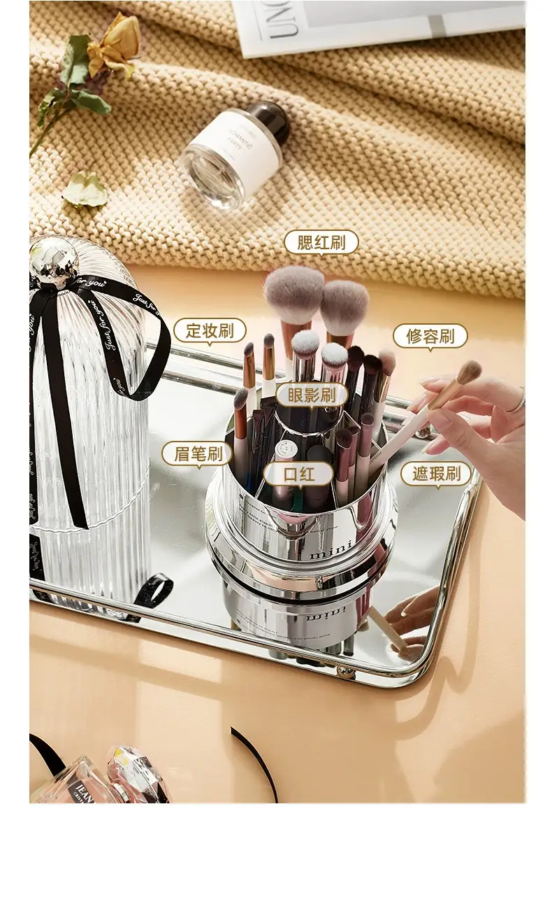 Rotating Dustproof Makeup Brush Storage Cylinder with Lid — feature 9