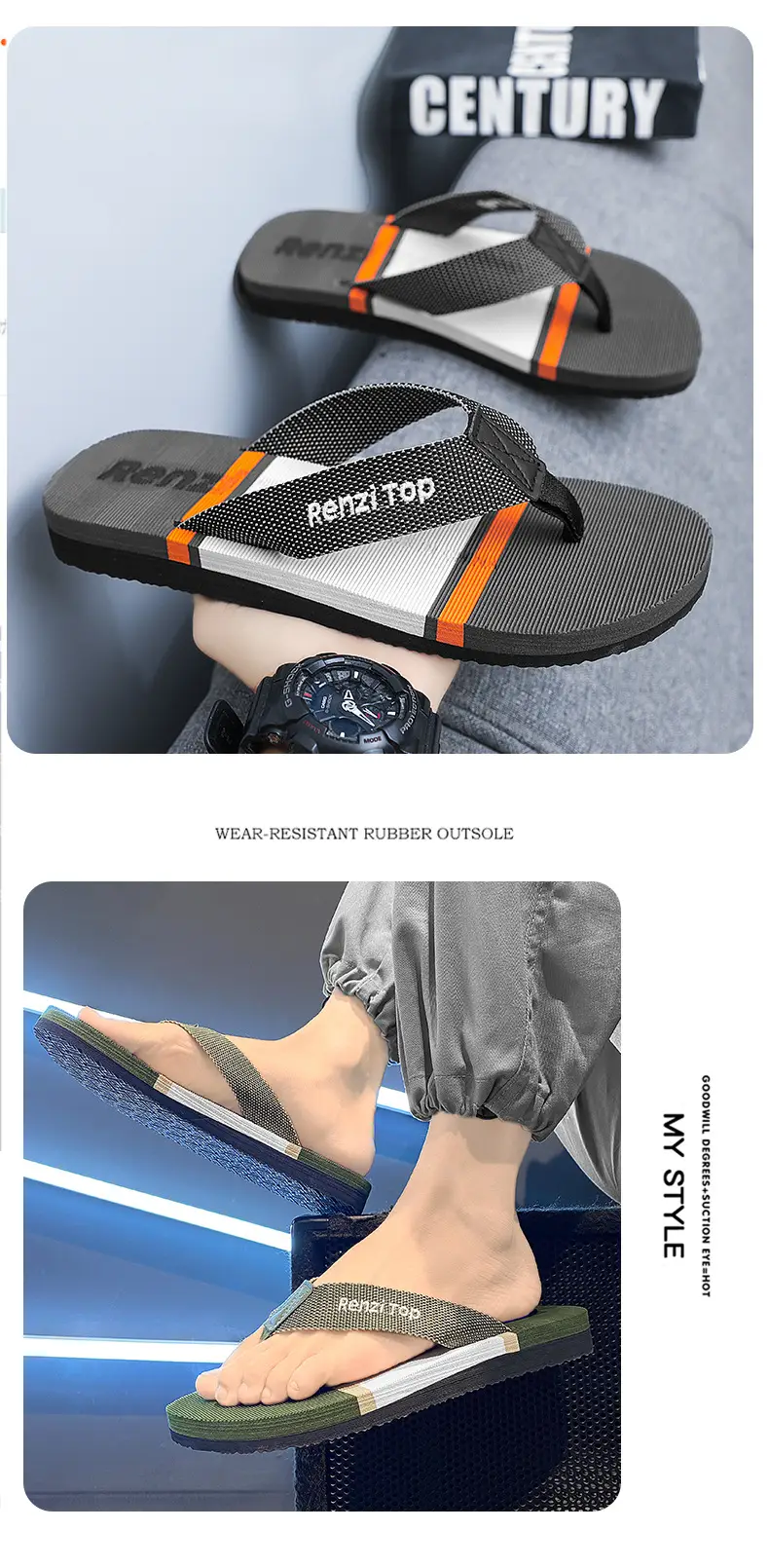Cross-border Casual Home Flip Flops Beach Comfortable All-match Slippers Men's Daily Outdoor Summer Flat Sandals and Slippers — feature 10