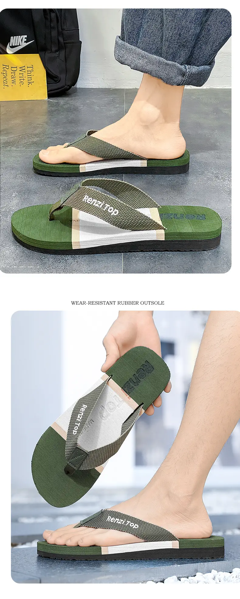 Cross-border Casual Home Flip Flops Beach Comfortable All-match Slippers Men's Daily Outdoor Summer Flat Sandals and Slippers — feature 11