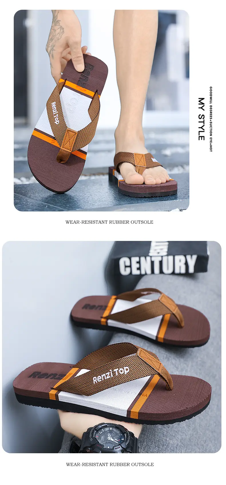 Cross-border Casual Home Flip Flops Beach Comfortable All-match Slippers Men's Daily Outdoor Summer Flat Sandals and Slippers — feature 13