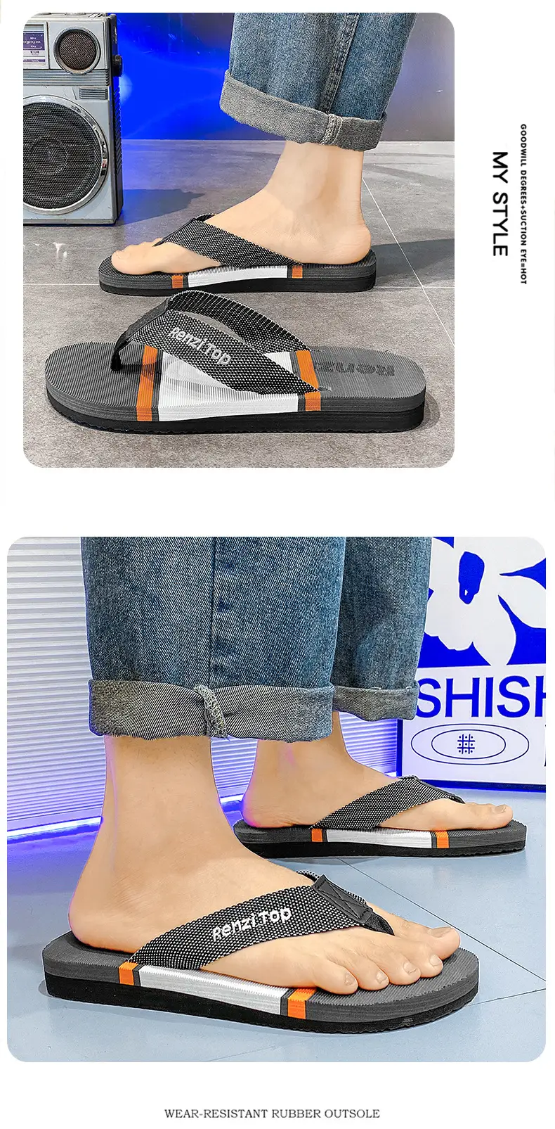 Cross-border Casual Home Flip Flops Beach Comfortable All-match Slippers Men's Daily Outdoor Summer Flat Sandals and Slippers — feature 9